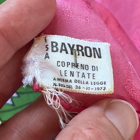 Bayron Women's Vintage Pink And Green Floral Tiger Print Square Scarf 100% Silk - Picture 9 of 10